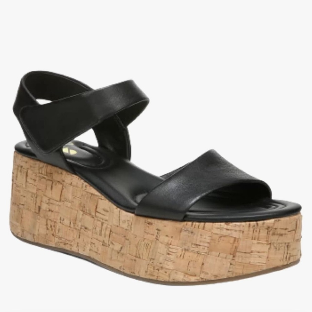 Sarto By Franco Sarto Black Demi2 Leather Platform Sandals Size 7.5